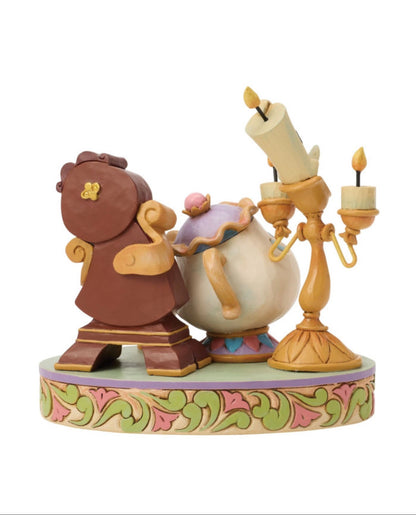 Statuetta Enesco Disney Tradition - La Bella e la Bestia - Lumière, Mrs. Potts, Chip e Cogsworth